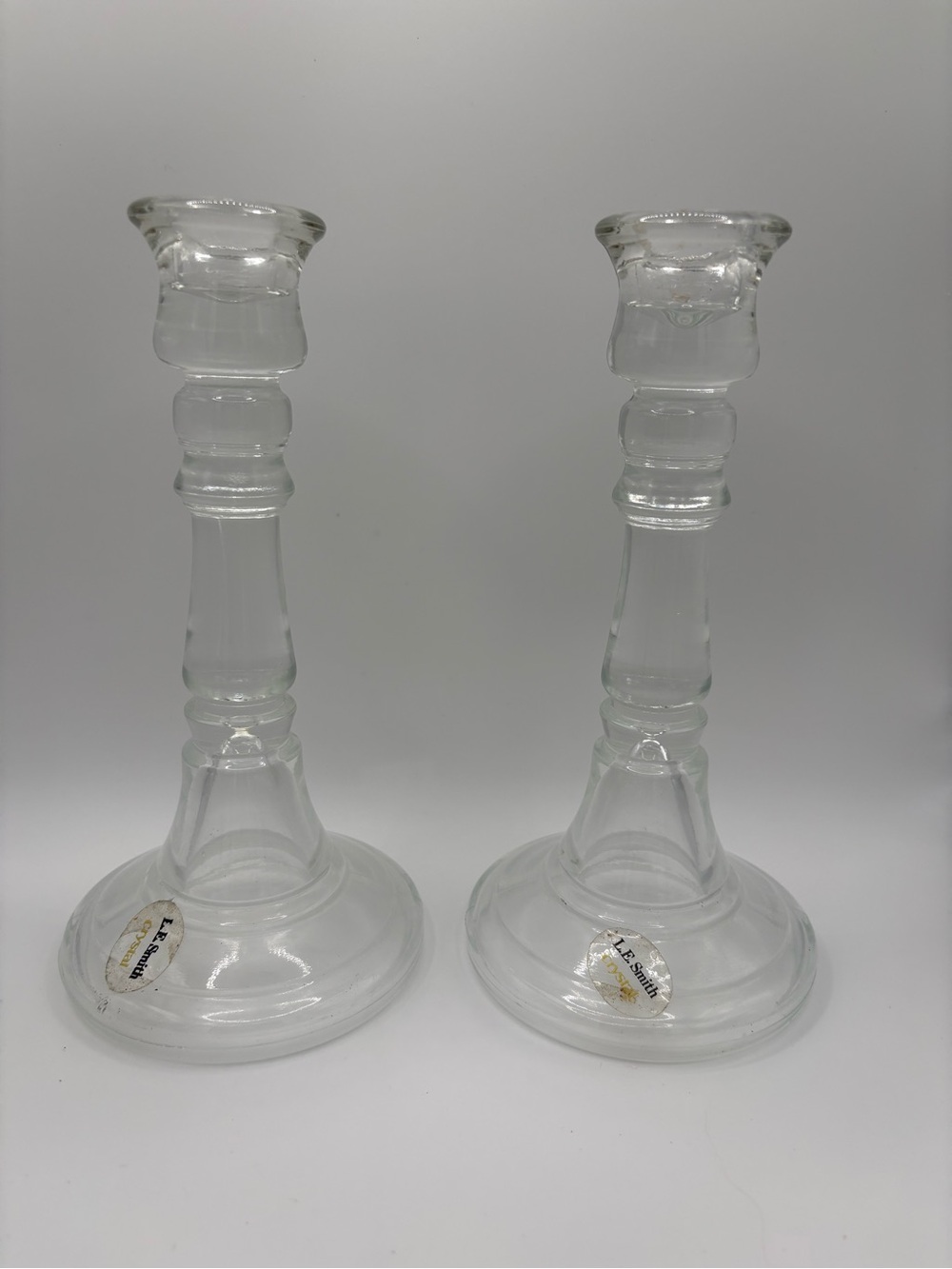 Vintage L.E. Smith Crystal Candlestick Holders